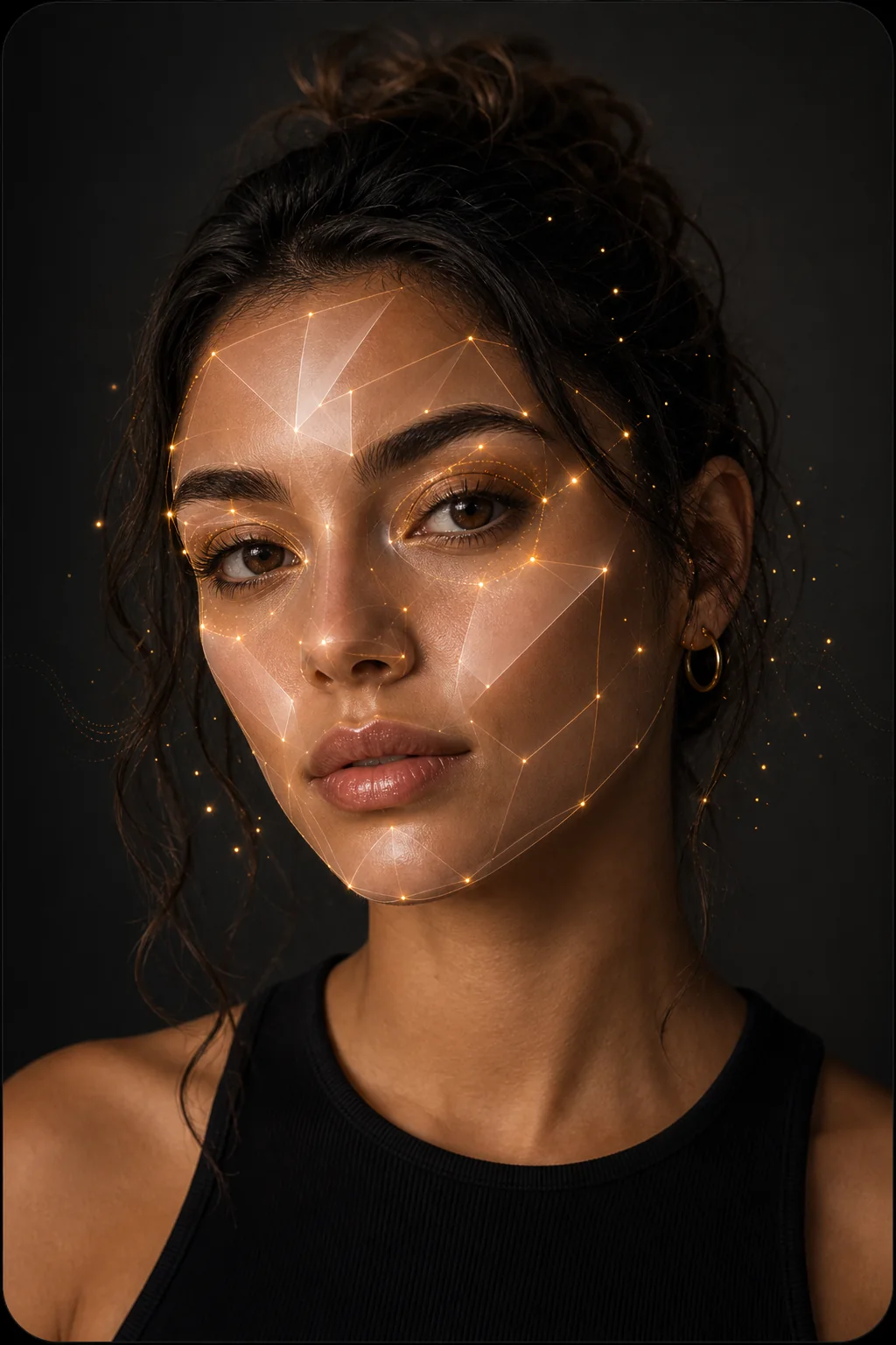 Face tracking filter with a subtle augmented reality mesh.