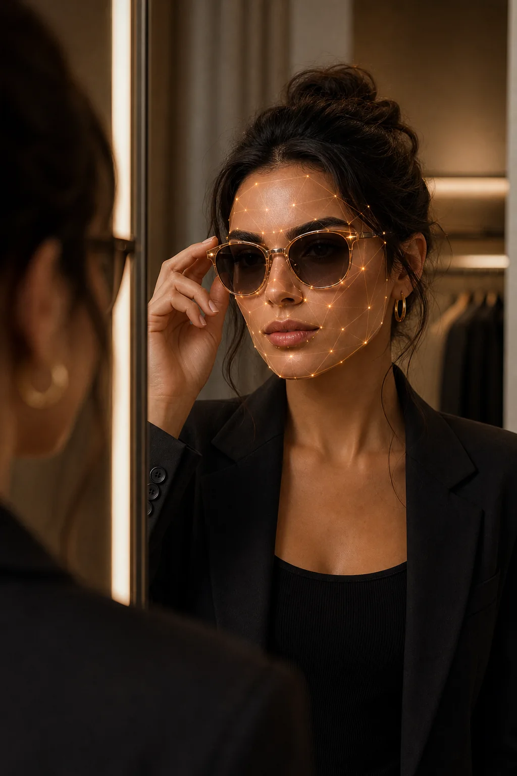 Virtual try-on with face tracking and digital eyewear.